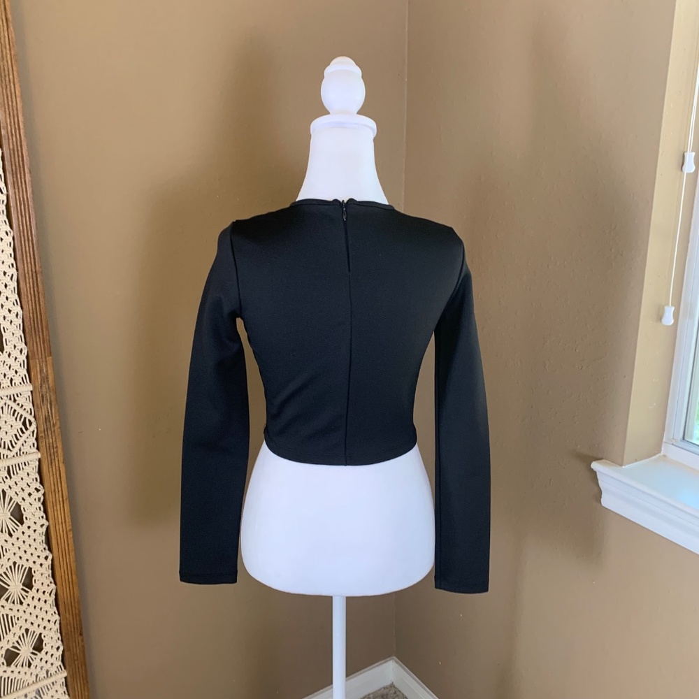 Zara Black Crop‎ Top Long Sleeves - Size Small 💃 - Picture 5 of 12